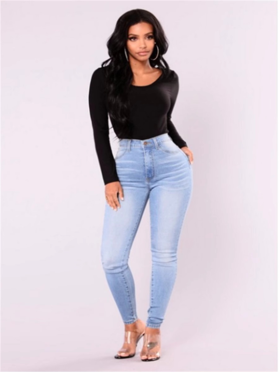 Womens New Style High Waist Skinny Jeans Pencil Pants